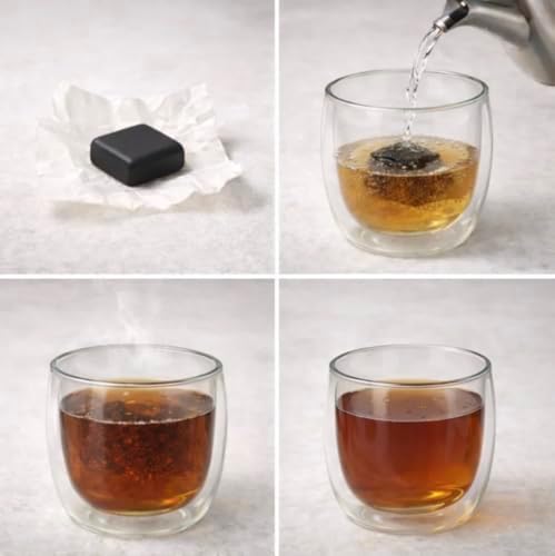 Pu-erh Shu Gold Tea Resin - Ripe Aged Puer Fermented Dark Tea from Yunnan | Premium Pu’er Tea Concentrate | 30 Individually Wrapped Pieces