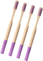 Bamboo Charcoal Toothbrush Soft Bristles Manual Toothbrush for Adults 4Pcs (Purple)
