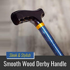 DMI Sports Walking Cane or Stick, Foldable Cane for Men, Women, Seniors and Handicapped Adjusts from 33-37" in 1 inch increments with Ergonomic Wood Handle,Supports up to 250 Pounds
