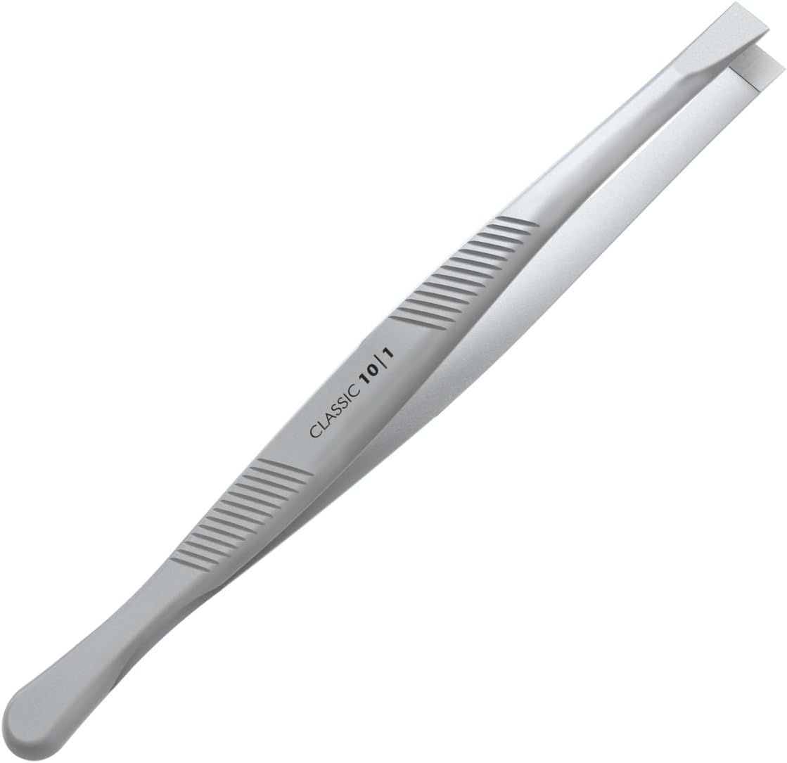STALEKS CLASSIC 10 Type 1 Eyebrow Tweezers – Wide Straight Stainless Steel for Thick Brows & Precise Home Hair Removal