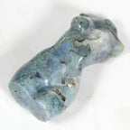 KINO Moss Agate Goddess Body with Druzy Crystal Carved Female Model Gemstone Figurines Pocket Stone Statue Healing Crystals Quartz Geode