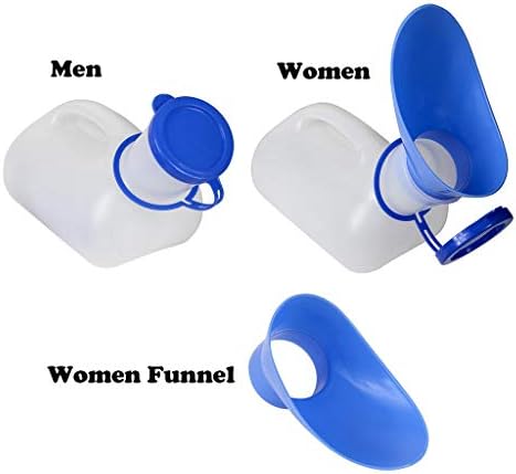 Generic Unisex Urinal Portable Toilet for Men and Women Pee Bottle 1000ML with Lid and Funnel Pee Container for Travel,Camping (2 pcs)