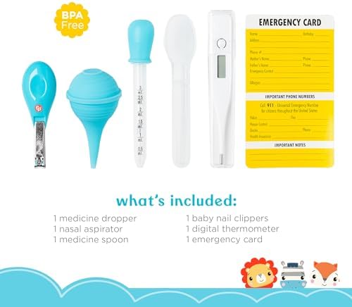 Smart Care Fisher-Price 6-Piece Baby Healthcare Kit, Newborn Essentials, Baby Gift Set, Includes Medicine Dispensers, Aspirator, Baby Nail Clippers, Baby Thermometer