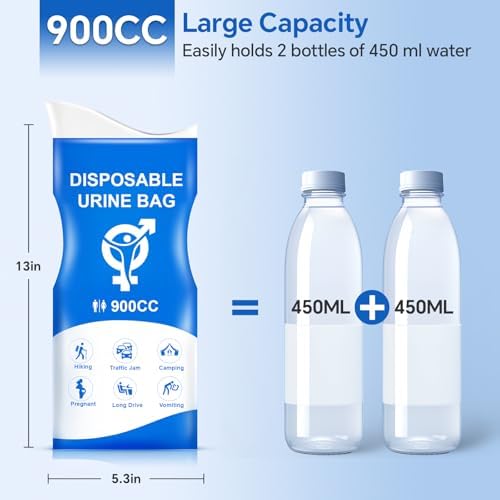Urine Bag, 12PCS Disposable Pee Bags for Travel for Women Men, 900ML Emergency Urinal Bag and Vomit Bag, 2026 Spring Unisex Urinal Bags for Camping, Hiking, Traffic Jams, Pregnant, Patient