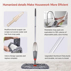Microfibre Spray Floor Mops for Floor Cleaning, Domi-Patrol Cleaning Mops for Hardwood Laminate Tiles Floors, Dry Wet Mop Dust Mops with 3 Mop Heads Replacement Pads & 635 ML Bottle