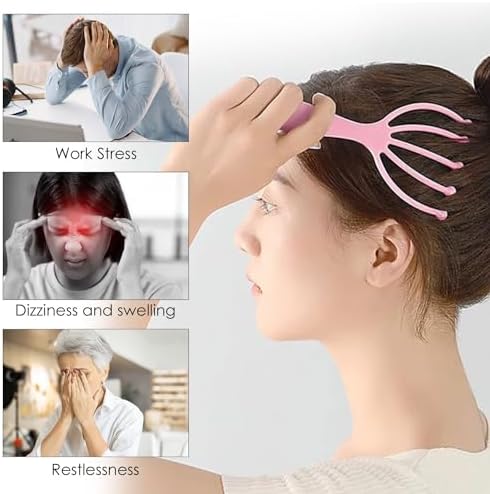 Seddy Scalp Massager, Portable Hand Held SPA Head, Neck, & Body Massager for Deep Relaxation & Stress Reduction- Stimulates Blood Circulation in the Head to Promote Hair Growth. (2 Pack) (Blue)(Pink)