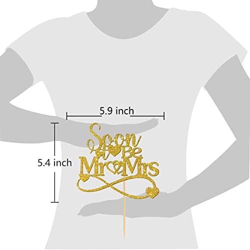 Soon to Be Mr & Mrs Cake Topper for Wedding, Golden Glitter Bride Shower Cake Decoratin for Bride and Groom, Just Married, Engagement/Wedding Party Supplies
