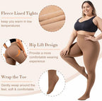 Justay 1 Pair Plus Size Fleece Lined Tights Women Winter Warm Thick Pantyhose Fake Translucent Thermal Leggings for Gifts
