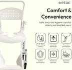 Etac Clean Rolling Shower Chair for Elderly and Disabled – Commode Chair Adjustable Height, Ergonomic, Removable Armrests, Footrest & Pan Holder – Slim Design Fits Through Doorways & Easy-to-Clean