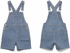 Mens Denim Shorts Lightweight Bib Overalls Jean Rompers Casual Loose Fit Summer Jumpersuit with Pockets Work Pants