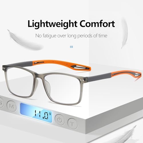 Reading Glasses for Men TR90 Sporty Design Blue Light Blocking Reader Flexible Comfortable Lightweight
