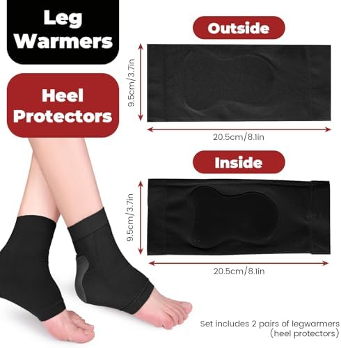 2 Pairs Heel Protector Gel Socks, Achilles Tendon Padded Skate Sleeve with Silicone Pads for Figure Skating, Roller, Hockey, Boots, Shoes, Brace, Heel Protection Cushion, Black, Heel