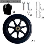 2Pcs 8 Inch Black Wheels for Walker - Universal Hard Rubber Walker Wheels Replacement, Fit Drive Rollator & Wheelchair Wheel, All-Floor Safe Rolling, Essential Walker Accessories