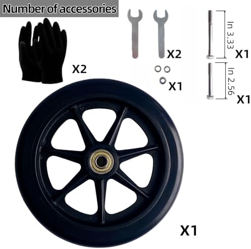 2Pcs 8 Inch Black Wheels for Walker - Universal Hard Rubber Walker Wheels Replacement, Fit Drive Rollator & Wheelchair Wheel, All-Floor Safe Rolling, Essential Walker Accessories
