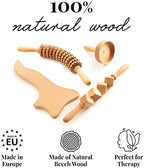 Tuuli Accessories - 4-Piece Wooden Massager Set, Includes Muscle Roller, Cellulite Massage Cup and Lymphatic Drainage Tool, Helps Ease Muscle Tension and Support Skin Health