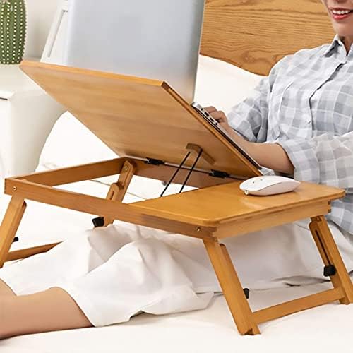 Over-Bed Tables, Adjustable Bamboo Portable Folding with Drawer and Cooling Holes Cooling Rack Tray Holder