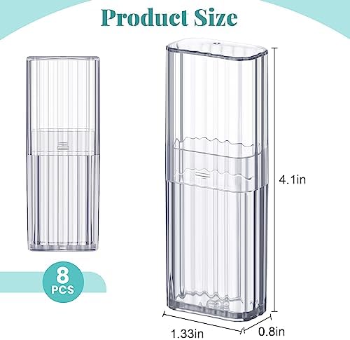 Dandat 8 Pcs Project Storage Case Portable Creative Storage Box Dental Toothpick Holder Floss Travel Case Transparent Flosser Dispenser Container for Teeth Cleaning Cotton Swab(White)