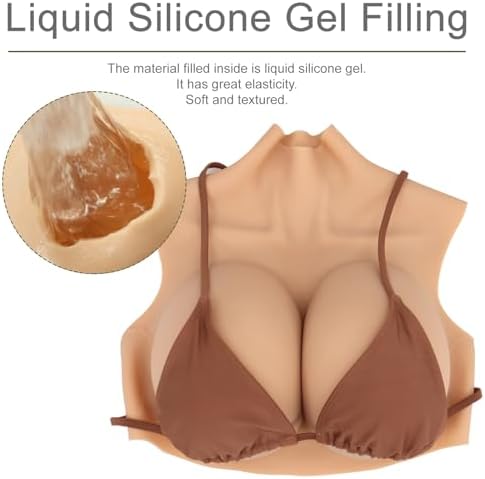 Silicone Breastplate for Stage & Performance, G K Z Cup (Fair, Nude, Brown), Used by Crossdressers & Drag Queens