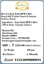 Ghasitaram Gifts Rakhi Gifts for Brothers Best of 4 Kaju Katli, MEWA Bites Pouch, Butter Chakli Sticks Pouch and Peri Peri Almonds Pouch with 2 Rudraksh Rakhis
