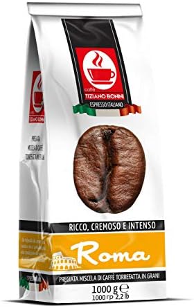 Bonini Roma Italian Blend Roasted Coffee Beans: Rich, Creamy & Intense (Pack of 1, 1kg)