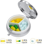 Nipichsha Pill Box, Small Pill Case for Purse & Pocket, Cute Travel Medicine Organizer, Portable Medicine Container Holder to Hold Vitamins, Medication, Fish Oil & Supplement, White Leopard