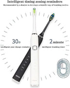 BNEI Sonic Electric Toothbrush, 5 Modes, 2-Minute Timer, 35-Day Life, 38,000 Vibrations/Minute, 2 Replaceable Brush Heads, White/Black/Green/Pink (Green)