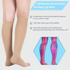 Medical Compression Socks for Women and Men, 23-32 mmHg , Open Toe, Knee High Length Compression Stockings for Varicose Veins, DVT, Edema, Running, Nursing