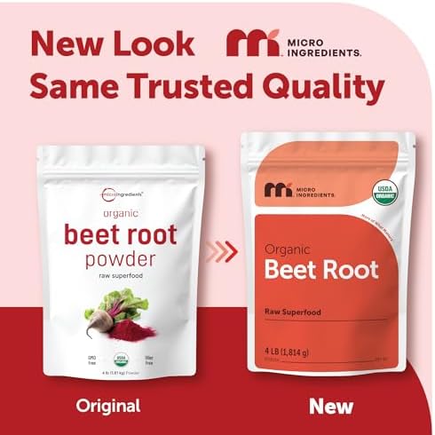 Organic Beet Root Powder, 4 Pounds | Cold Pressed, Water Soluble, High Concentrated Raw Beet Supplement | Superfood Drink Mix | Non-GMO, Vegan Friendly, Plant Based
