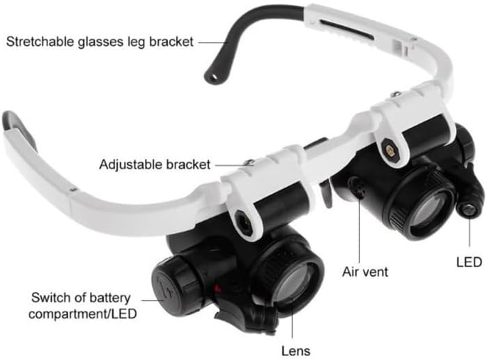 FRCOLOR 8X 15X 23X Binocular Head-Mounted Magnifier with Acrylic Lens Lightweight Hands-Free Magnifying Glass for Reading Jewelry Watch Repair