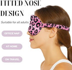 Leopard Print Sleep Eye Mask for Women & Men, Cheetah Print Satin Eye Mask for Sleeping, Light Blocking Blindfold for Deep Sleep, Nap, Travel, Pink Leopard Eye Cover for Side Sleepers