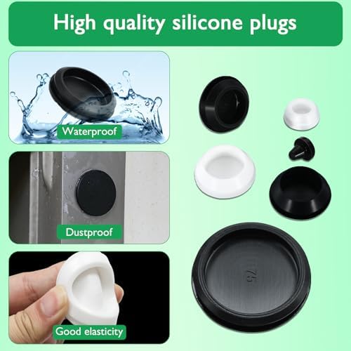 EASYEAH 4PCS Rubber Plugs for Round Holes - 1-9/16"(40mm) White Snap in Locking Hole Plugs, Rubber Hole Plugs for Automotive, Industrial & Furniture Waterproof Sealing Round Silicone Stopper