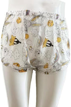 Haian High-Waisted Adult Incontinence Pull-on Plastic Printed Waterproof Pants (3XL, Bunny)