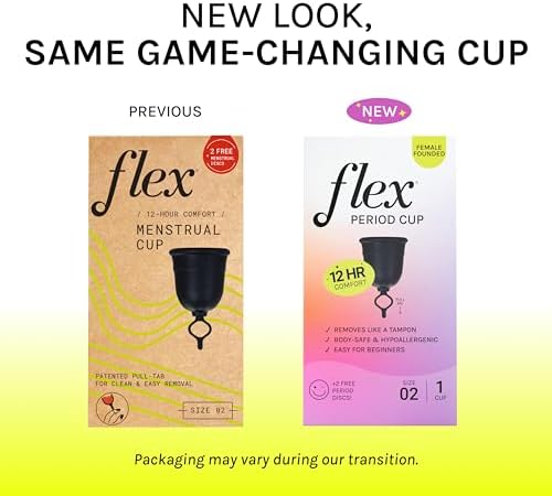 Flex Cup Starter Kit (Full Fit - Size 02) | Reusable Menstrual Cup + 2 Free Menstrual Discs | Pull-Tab for Easy Removal | Tampon + Pad Alternative | Lasts up to 10 Years | Capacity of 3 Super Tampons