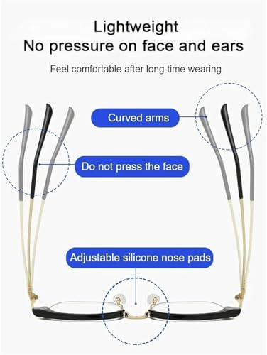 Ultra Light Anti Blue Presbyopic Glasses, Titanium Frame HD Reading Glasses with Spring Hinge Anti Eyestrain/Glare/UV