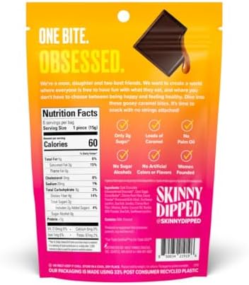 SkinnyDipped Dark Chocolate Salted Caramel Bites, & SkinnyDipped Dark Chocolate Peanut Butter Cups, 2g Sugar per Piece, Keto Friendly, Low Calorie Gluten Free, 4 Pack Bundle