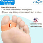Chiroplax Bunion Corrector Pads Silicone Big Toe Separator Straightener Spacer for Women & Men Hallux Valgus Pain Relief Sleeve Cushion Splint Protector (4 Pads w/Shims - Large)