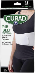 CURAD 6 in Universal Elastic Rib Belt, Adjustable Compression Wrap for Men and Women, Breathable Support for Broken, Bruised or Injured Ribs, Comfortable Fit for Everyday Wear, Fits 28" - 50" Around Ribs, Unisex, 1 Count