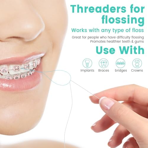 Floss Threaders, 400 Count Threaders for flossing, Dental Floss Threader for Braces, Bridges, Implants, Permanent Retainer (Pack of 4)