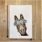 Donkey Tea Towel - Donkey Flour Sack Towel - Farmhouse Kitchen Decor - Donkey Lover Gifts - Dishtowel - Handmade