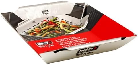Weber Deluxe Grilling Basket – Stainless Steel Grill Basket for Vegetables, Seafood & Small Foods, Durable BBQ Cooking Accessory for Charcoal and Gas Grills