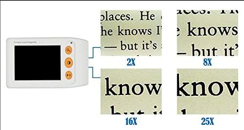 3.5 Inch Digital Magnifier Handheld Low Vision Reading Aid,2x-25x Zoom Foldable Handle with Multiple Color Patterns Low Vision Aids for Easier Reading