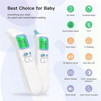 Ear and Forehead Thermometer for Adults, 3-in-1 Infrared Digital Thermometer for Kids and Baby, Accurate 1 Second Reading, Fever Alert, Backlit Display and Storage Pouch