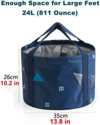 24L Large Foldable Feet Soaking Bath Tub Collapsible Bucket, Portable Travel Foot Soak Spa Basin for Camping Washing, Dark Blue
