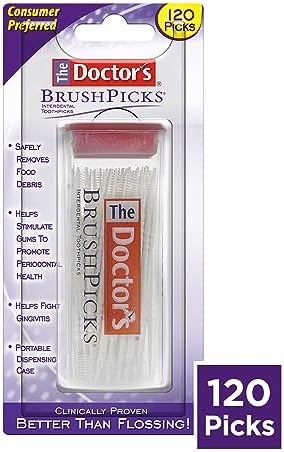 The Doctor's BrushPicks, Interdental Brushes and Dental Pick 2-in-1, Plaque Remover for Teeth, 120 Toothpicks, 1 Pack