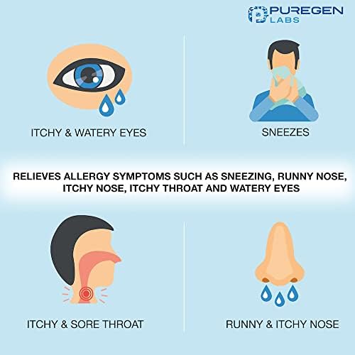 Puregen Labs Allergy Relief, Fexofenadine 180mg, 100 Tablets – 24 Hour Non-Drowsy Antihistamine Allergy Medicine for Runny Nose, Sneezing, Itchy, Watery Eyes