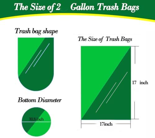 Hommaly 2 Gallon 200 pcs Small Black Trash Bags(Fit1.8-2 Gal), Strong 1.8 Gallon Garbage Bags, Bathroom Trash Can Bin Liners, Mini Plastic Bags for Office,Waste Basket Liner,Fit 6,7,8 Liters-Black
