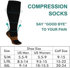 Double Couple 7 Pairs Copper Compression Socks for Men Women 20-30 mmHg Knee High Stockings