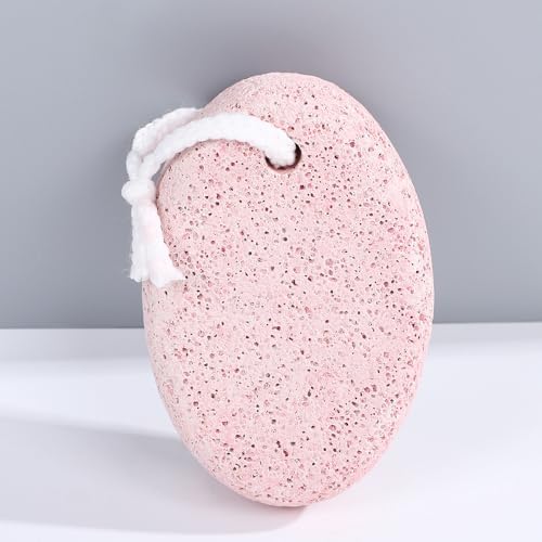 Natural Pumice Stone for Feet, Hard Skin Callus Remover Tool, Foot Scrubber Massager for Heels and Dead Skin, Exfoliating Pedicure Stone with Ergonomic Handle