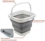 TOSSOW Premium Collapsible Plastic Bucket 10L(2.64 Gallon) Soft Waterpot Mini Square Tub, Bucket Outdoor Fishing, Food Jug, Dog Bowls (Grey)