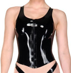 Women's Latex Camisole with Front Zipper,Shaping Casual Latex Tank Tops,for Novelty Club Wear